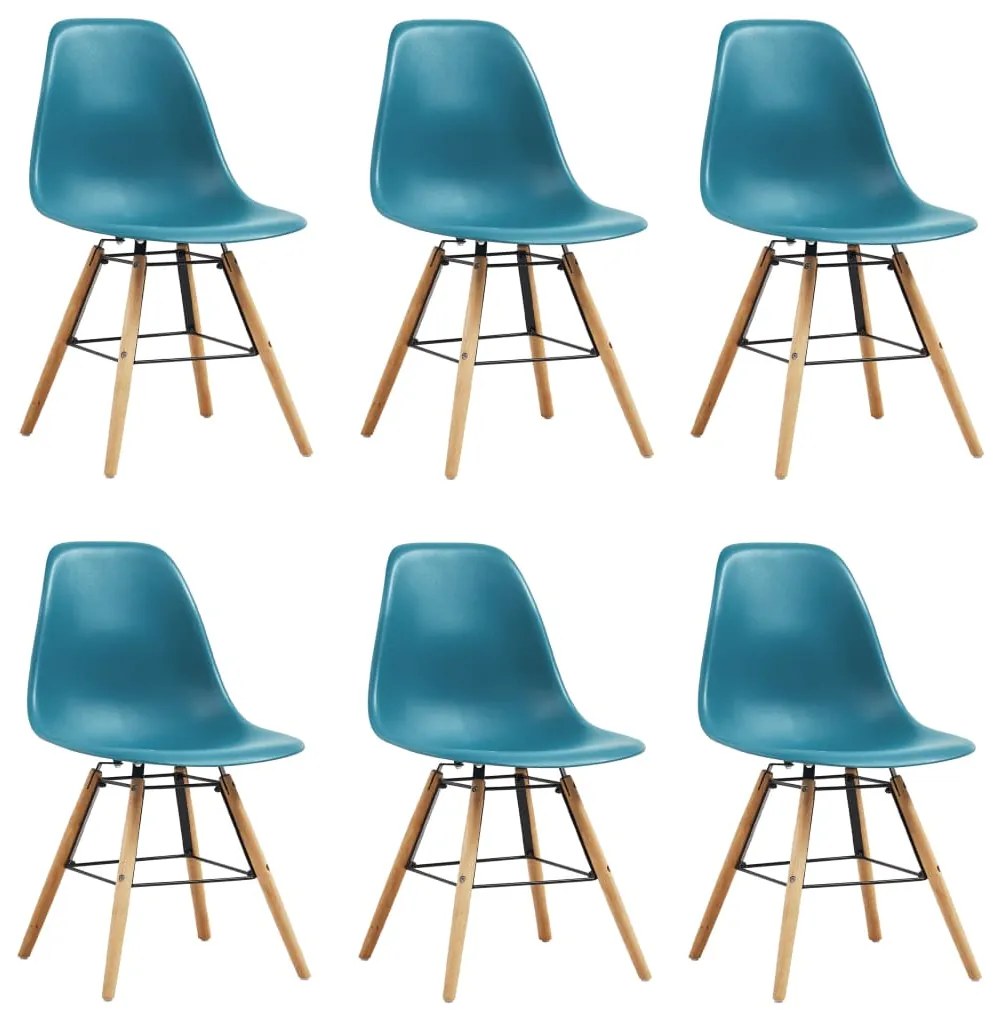 vidaXL Jedálenské stoličky 6 ks, tyrkysové, plast