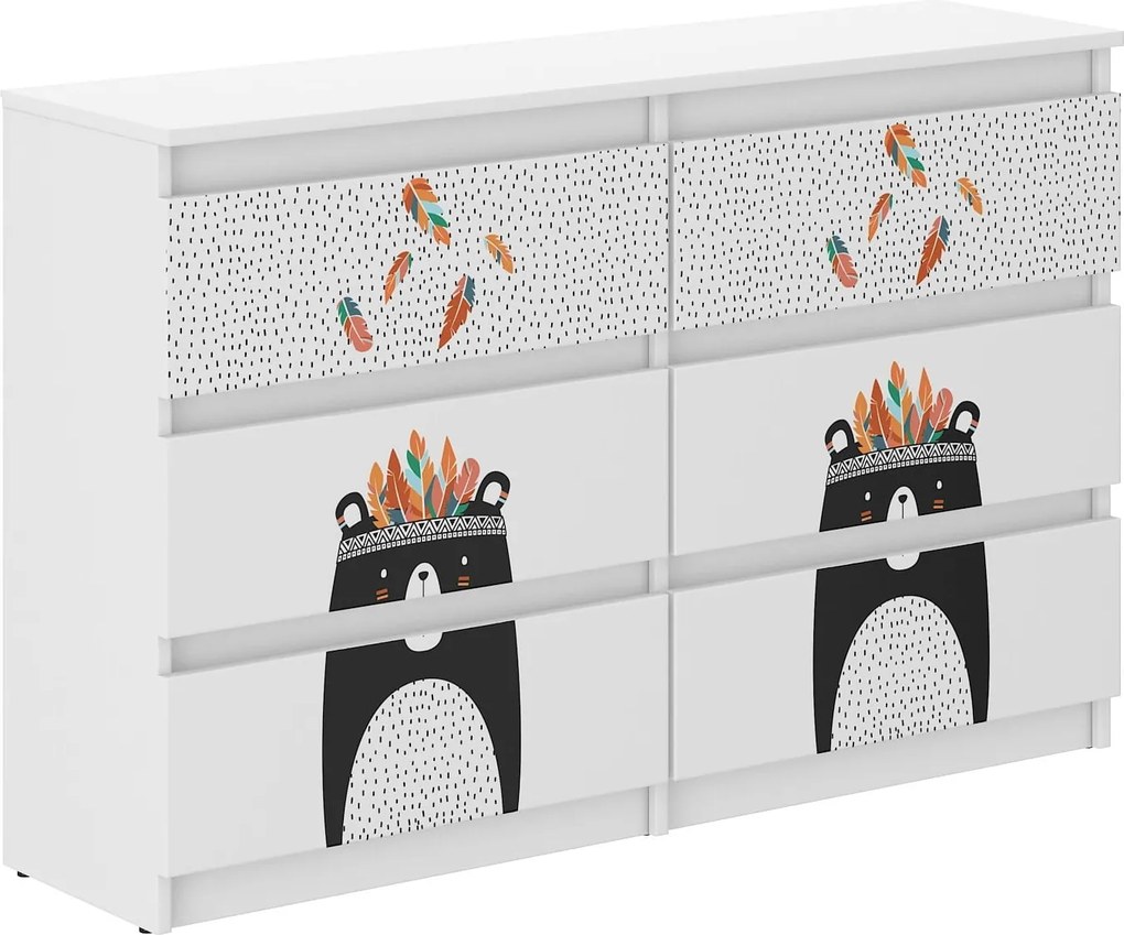 Wooden Toys Detská komoda R-120 MEDVEDÍK ČIERNO-BILA