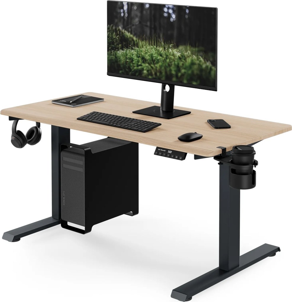 Elektrický stôl s reguláciou výšky ergonomický antracitový/dub sonoma,1200x600 mm: ARIA