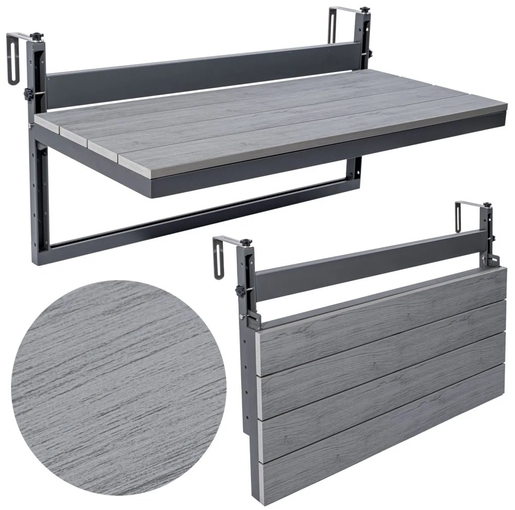 Závesný balkónový stôl AGATTI sivý