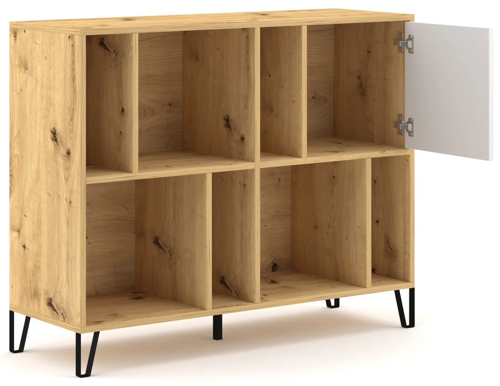 Regál Bilbao 123,4 cm dub artisan/biely