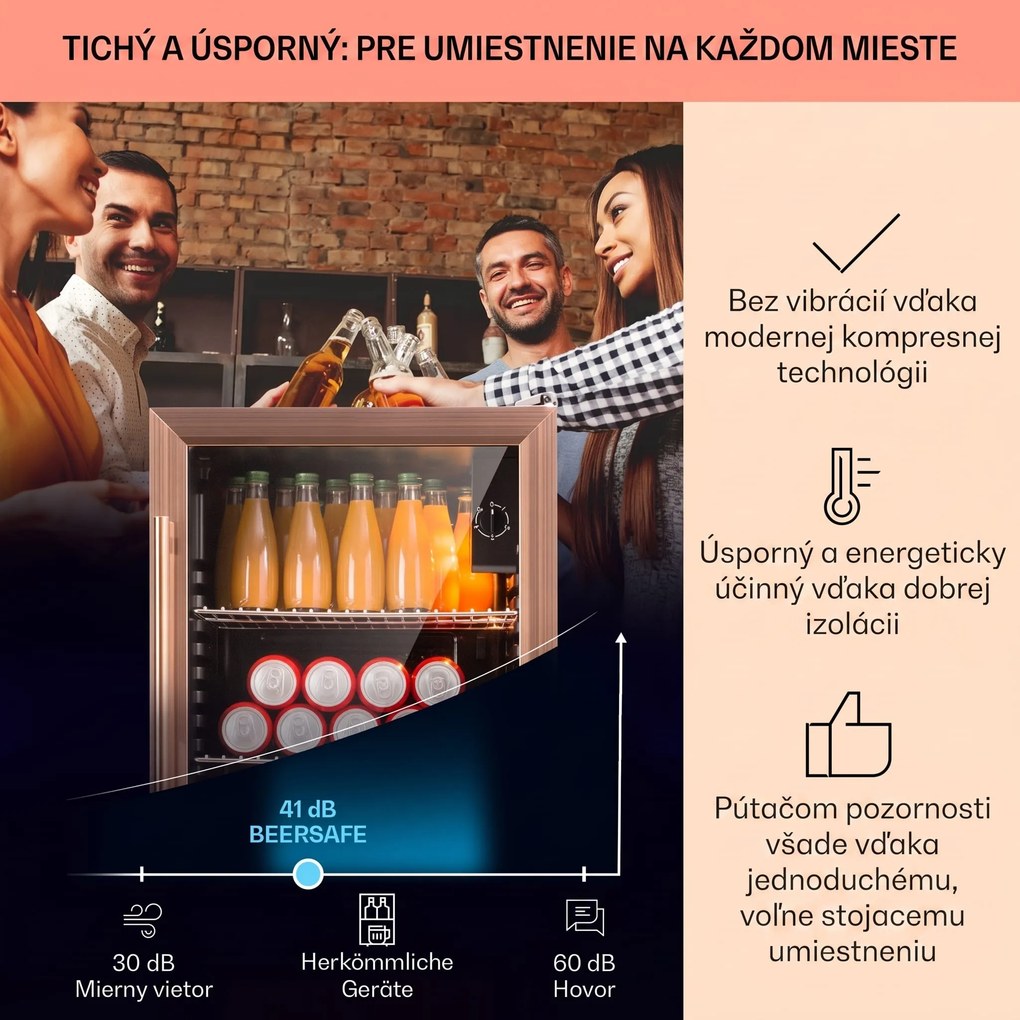 Klarstein Beersafe XXL, chladnička, 80 l, 3 police, energet. trieda E, panoramatické sklenené dvierka