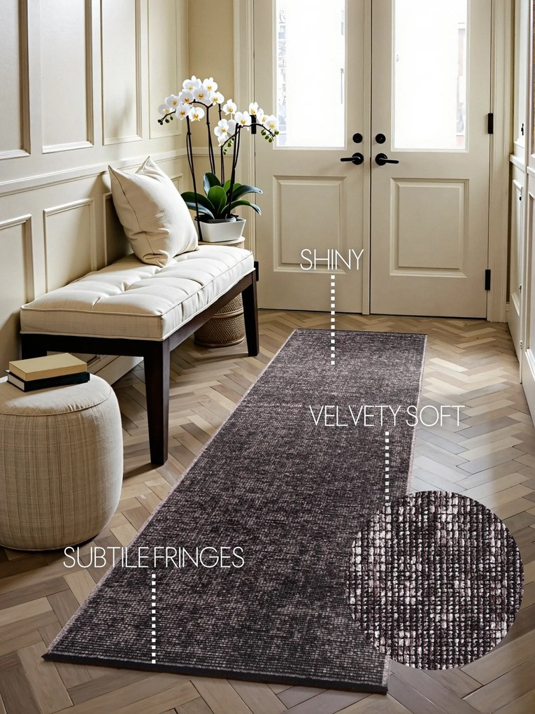 ELLE Decoration, Koberec behúň Brilliance Prisma 106311 Brown z kolekcie Elle, 80x250, hnedá, obývacia izba