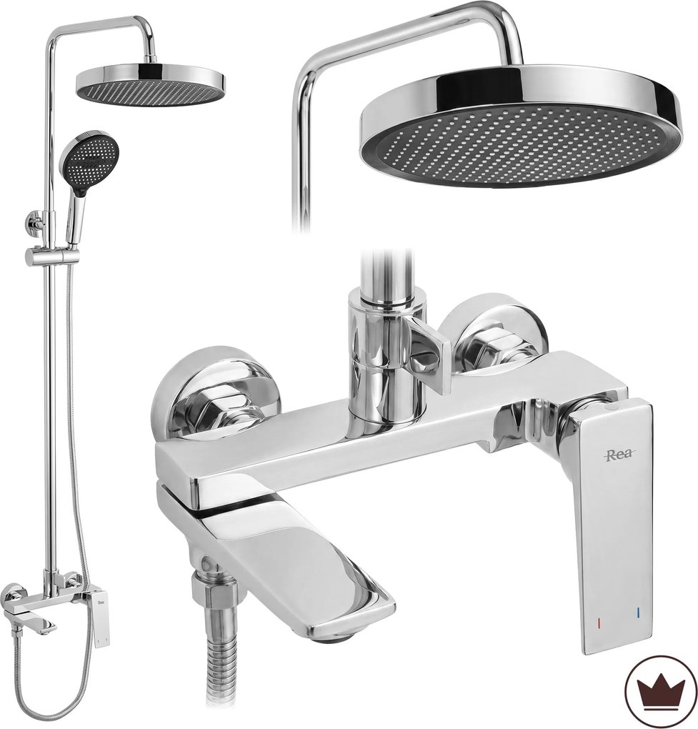 Rea Prime, sprchový set s dažďovou a ručnou sprchou, chrómová, REA-P6737