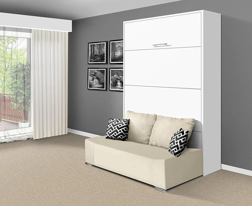 Nabytekmorava Sklápacia posteľ s pohovkou VS 21058P 200x120 farba pohovky: Krémová, Typ farebného prevedenia: Antracit / dvere antracit