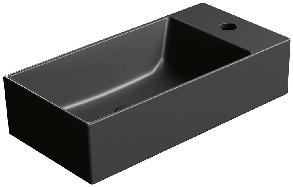 GSI Sapho, KUBE X keramické umývadlo 50x25 cm, umývadlová batéria vpravo, čierna matná, 9486126