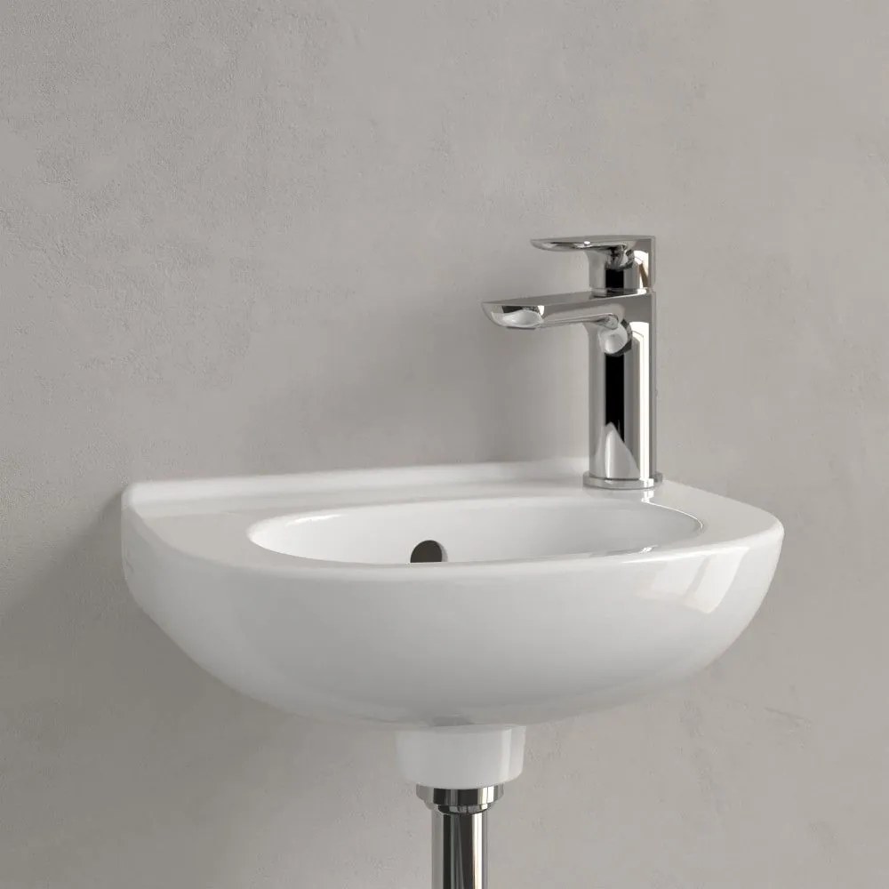 VILLEROY &amp; BOCH O.novo Compact závesné umývadielko bez otvoru, s prepadom, 360 x 275 mm, biela alpská, s povrchom CeramicPlus, 536036R1