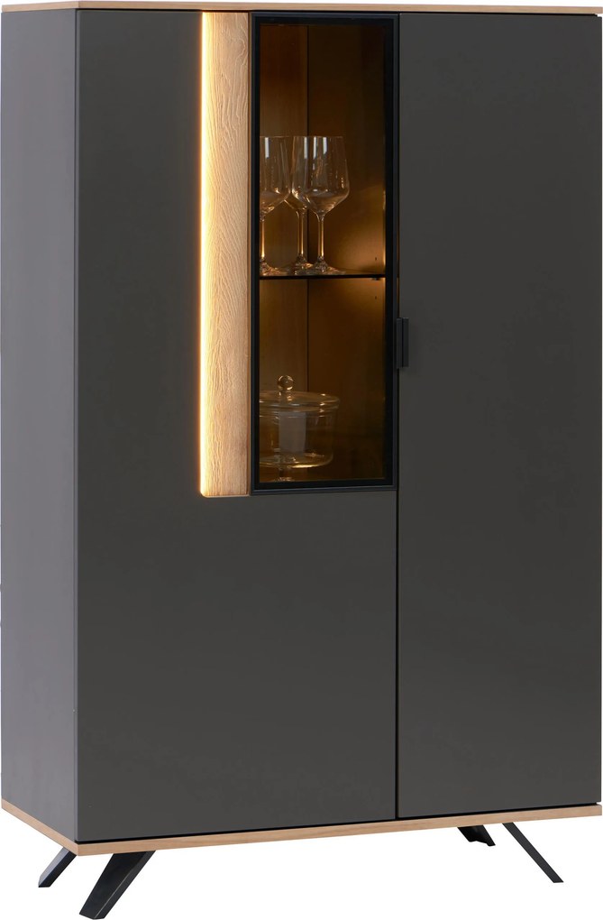 XXXLutz VYSOKÁ KOMODA, antracitová, farba duba, 92,9/136,6/42 cm Dieter Knoll - Komody - 001770000706