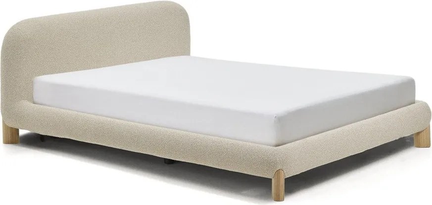 Béžová čalúnená dvojlôžková posteľ bez roštu 180x200 cm Odina – Kave Home
