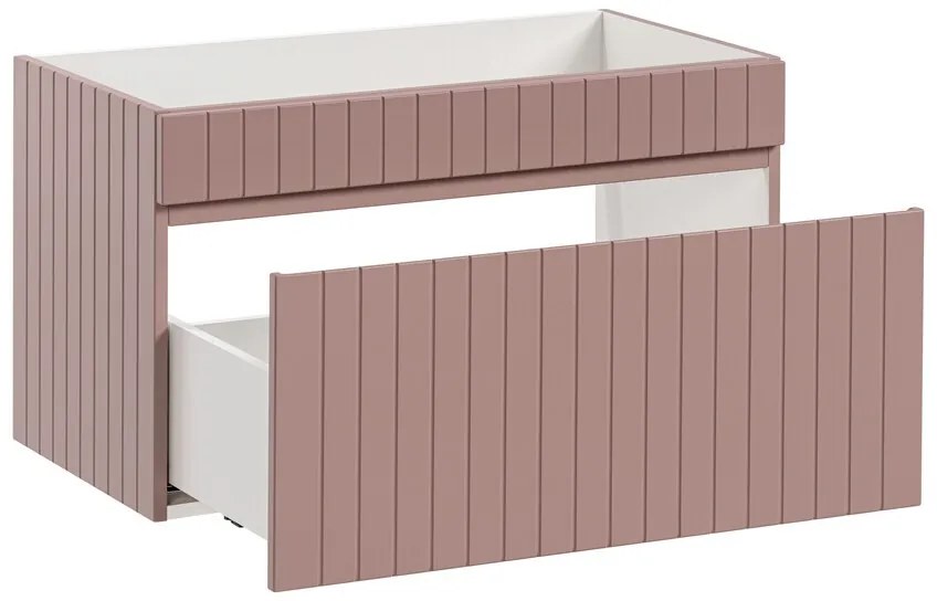 Kúpeľňová zostava Ikonická 100 cm s umývadlom, skrinkami a zrkadlom ružová/biela