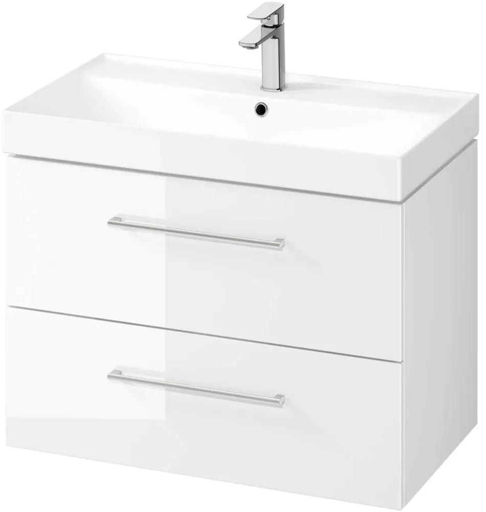 KIELLE Arkas I závesná skrinka s umývadlom, 2 zásuvky, 810 x 460 x 642 mm, lesklá biela, 50011S80
