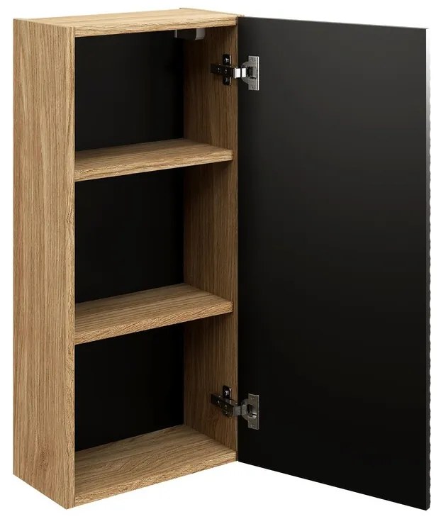 Kúpeľňová zostava Ocean s doskou, umývadlami a skrinkami 120 cm čierna/dub olejovaný