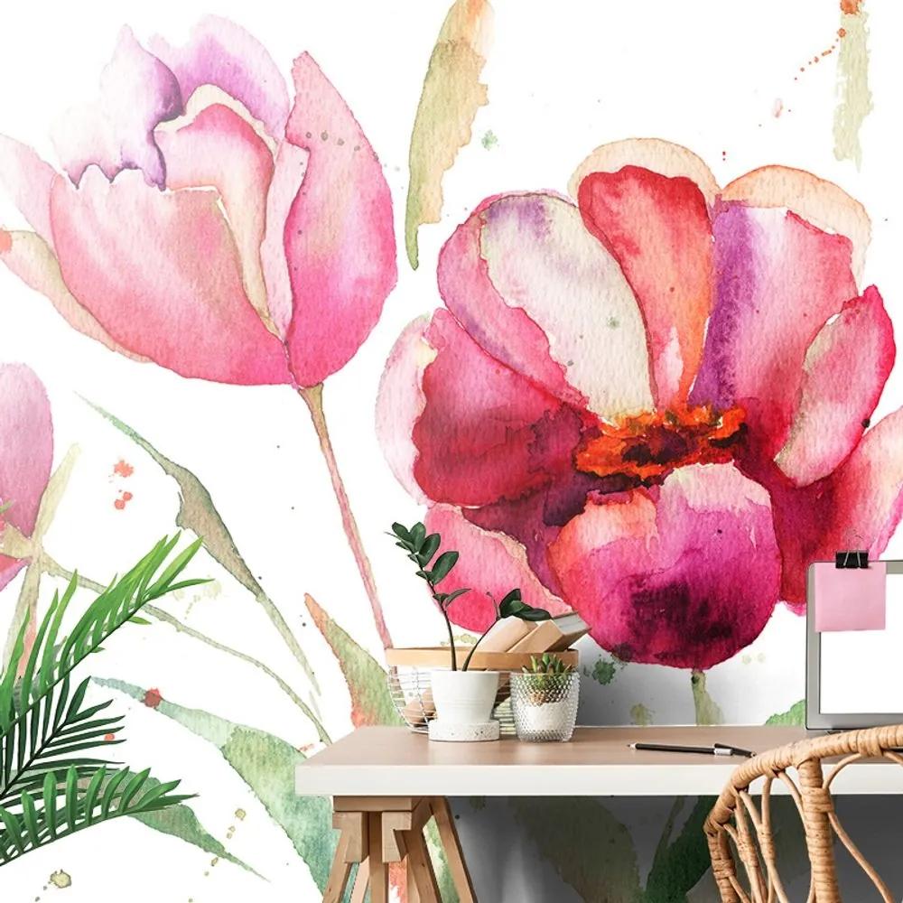 Tapeta tulipány v zaujímavom prevedení - 150x100