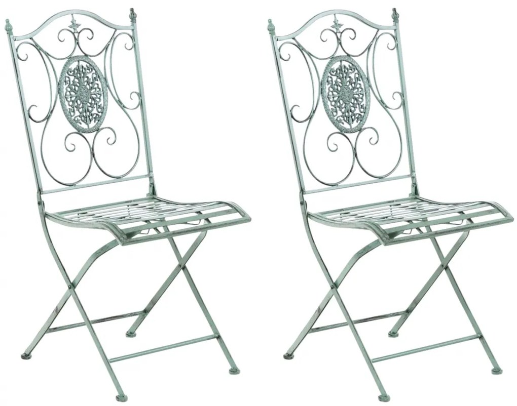 Kovová skladacia stolička Sibell (SET 2 ks) - Zelená antik
