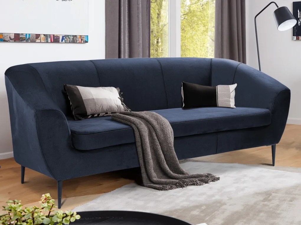 Trojmiestna pohovka Olivio, námornícka modrá zamatová látka