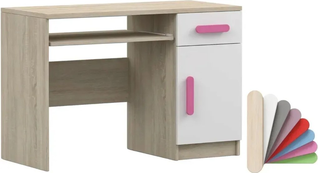 Písací stôl SCOUT - dub sonoma/biely (viac variant)
