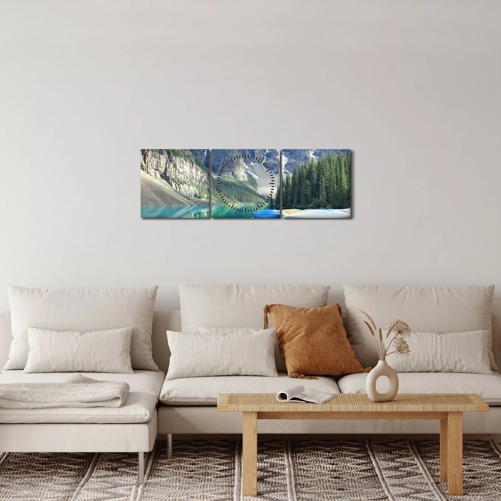 Obraz - Moraine Lake (s hodinami) (90x30 cm)