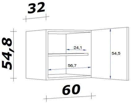 Kuchynská skrinka horná s dvierkami Flex Well Focus šírka 60 cm dekor agát/baklažán