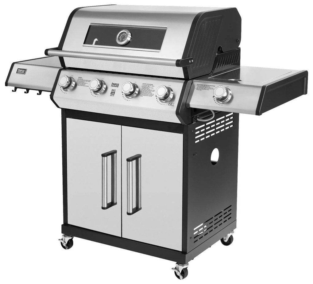 Teesa TSA0250 Plynový gril 5006 MASTER, 5 horákov, 14 kW, čierno-strieborný