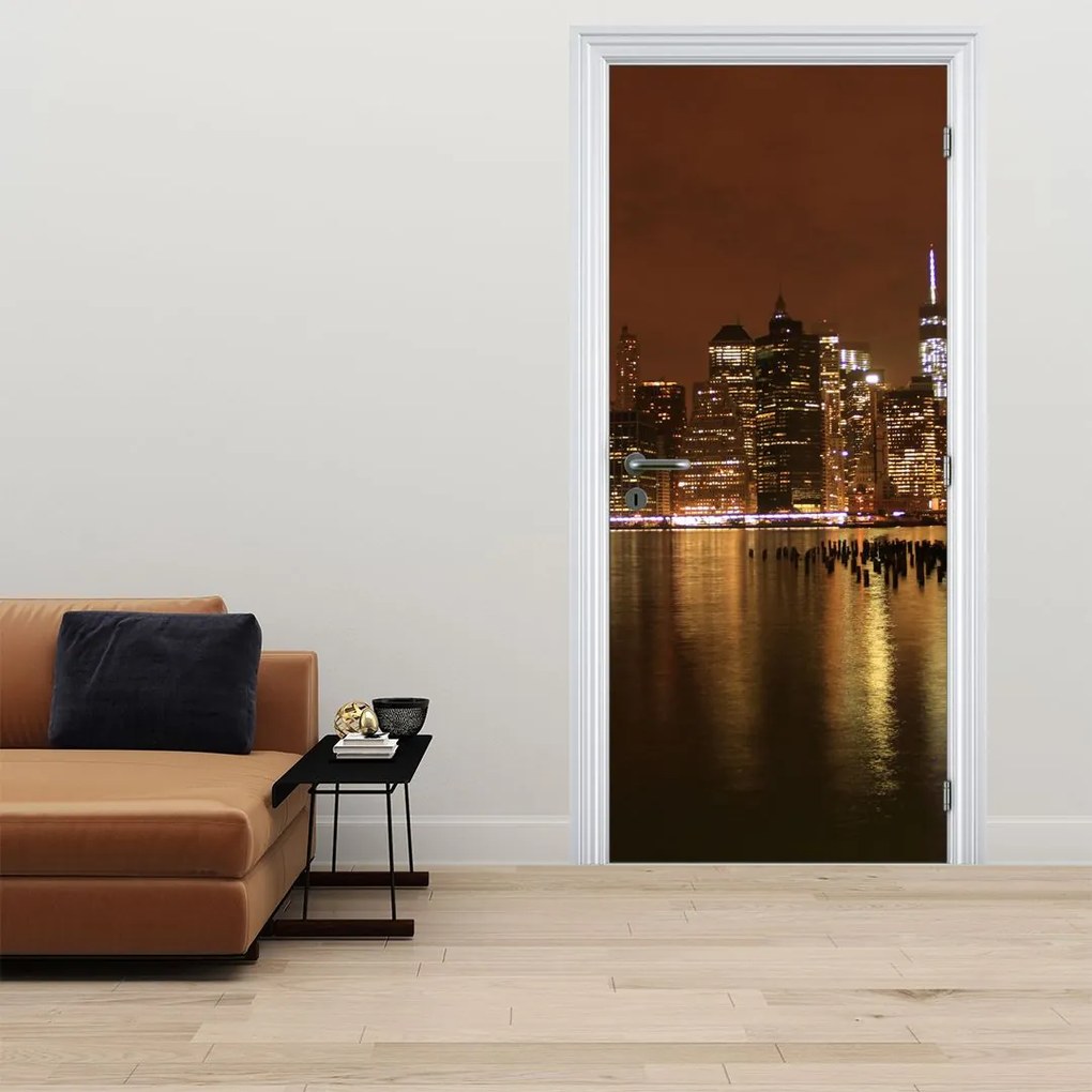 Fototapeta na dvere - Nočné mesto (95x205cm)