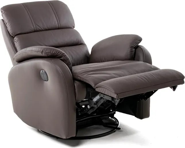 Kožené hojdacie kreslo s elektrickým polohovaním ELEGANT 1, tm. hnedá