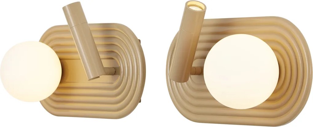 Sada 2 retro nástenných lámp taupe vrátane LED 3-stupňovo stmievateľné a USB-C - Lila