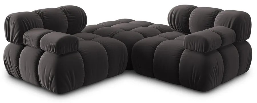 Tmavosivá zamatová rohová pohovka Bellis – Micadoni Home