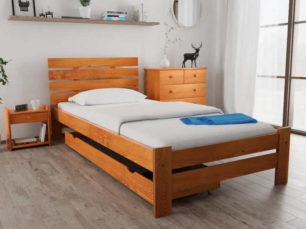 Posteľ PARIS zvýšená 90x200 cm, jelša Rošt: S lamelovým roštom, Matrac: Matrac COCO MAXI 20 cm