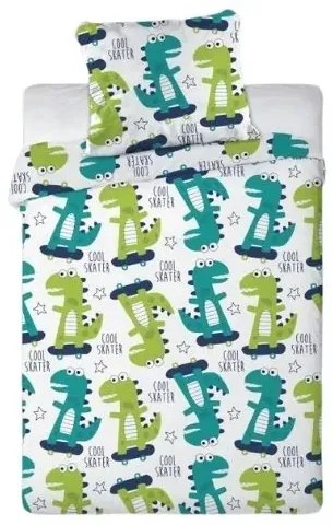 FARO Bavlnené obliečky do postieľky Dino skate - 100x135 cm + 40x60 cm