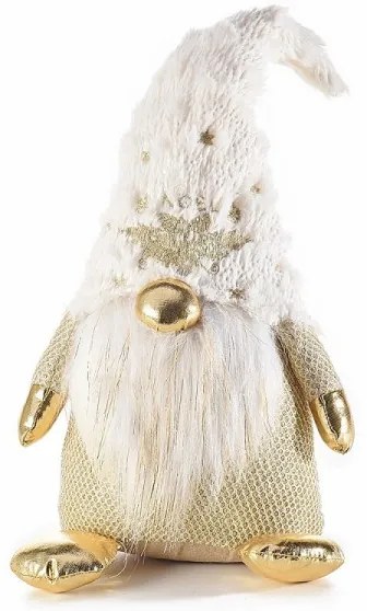 Vianočný škriatok v bielo-zlatom prevedení 37 cm