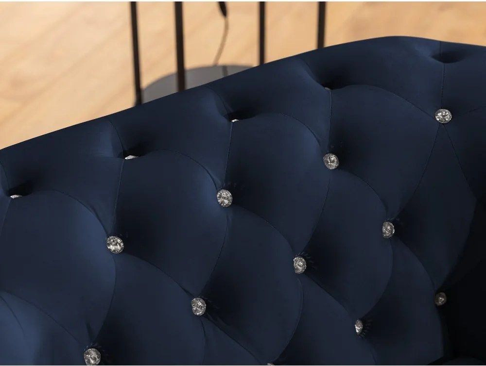 Modrá zamatová rozkladacia rohová pohovka (ľavý roh/do L) York Blik – Ropez