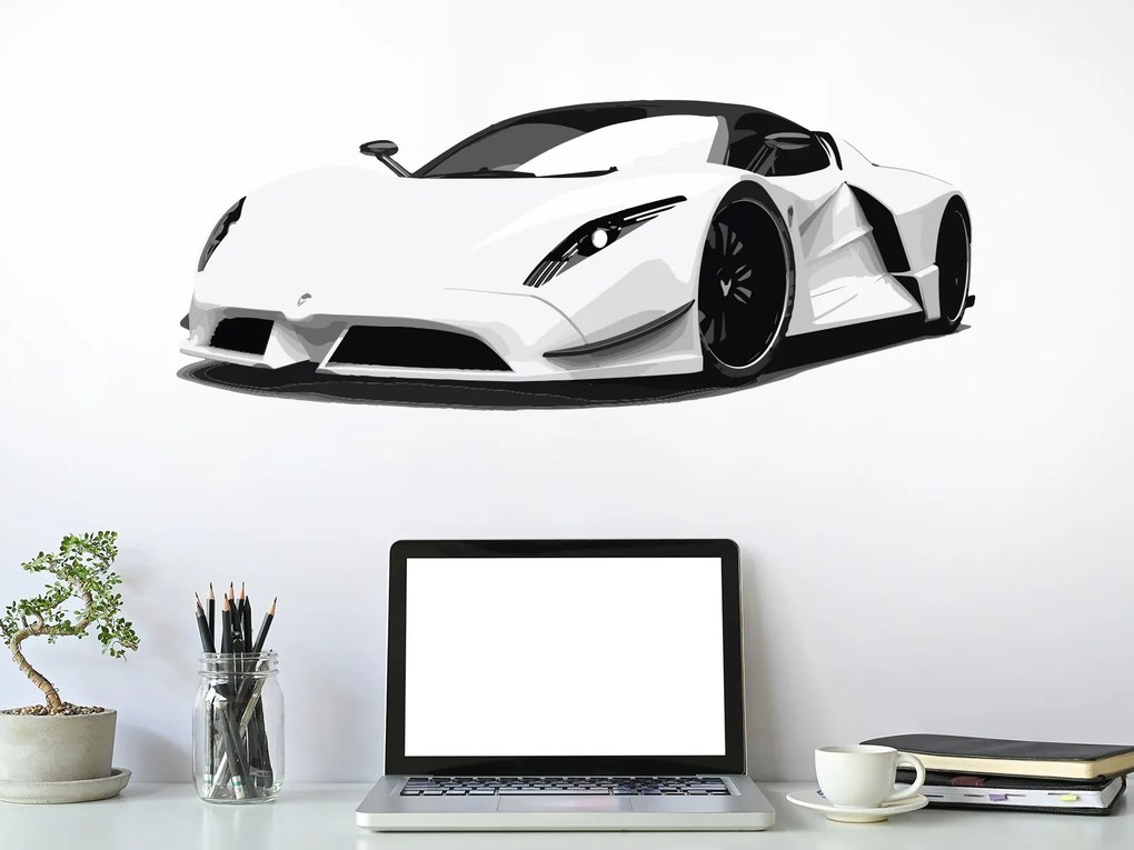 Športové auto textilní prelepiteľná nálepka na stenu 47 × 19 cm