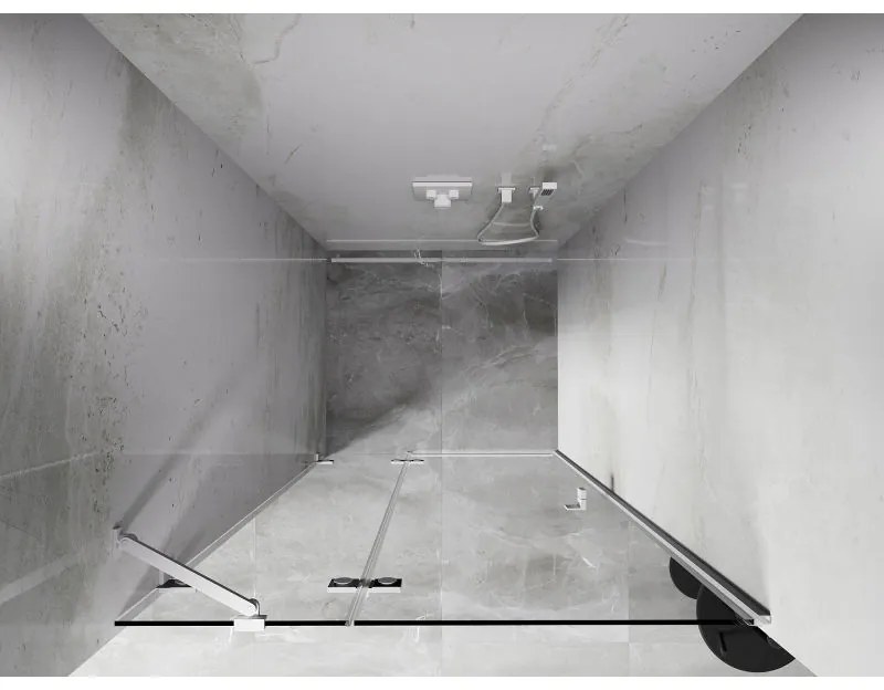 Mexen, Mexen Lunar ľavé otočné sprchové dvere 90 cm, transparentné, biele - 834-090-000-20-00-L