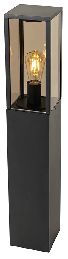 Stojaca vonkajšia lampa čierna s dymovým sklom 80 cm IP44 - Charlois