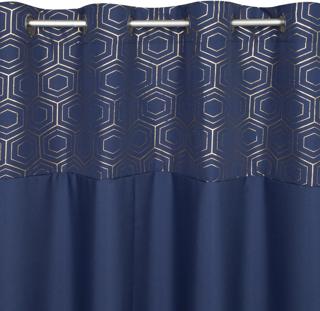 ZÁVES NA KRÚŽKOCH DAFNE 140X250 CM NÁMORNÍCKA MODRÁ