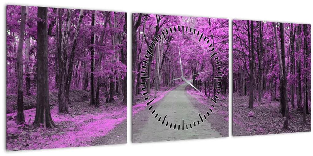 Obraz - Cesta parkom (s hodinami) (90x30 cm)