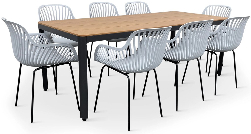Noela Záhradný jedálenský set Milano + 8x kreslo GABY sivá