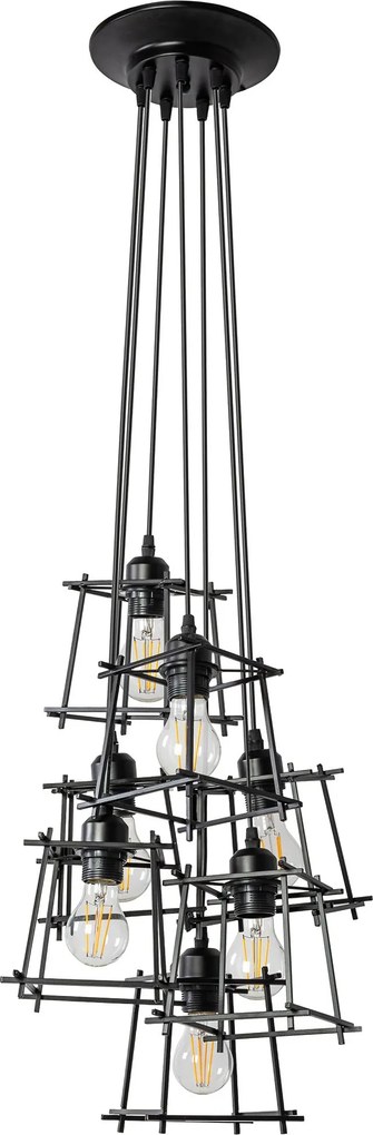 Toolight - Závesné stropné svietidlo 7xE27 APP221-7CP, čierna, OSW-00409