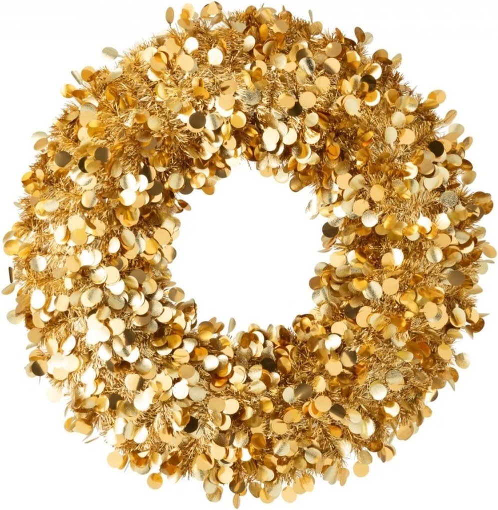 Zlatý lesklý vianočný veniec Sparkling XL – 75*75*7 cm