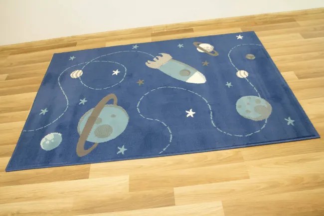Detský koberec Kids 534547/94955 Jeans Kosmos modrý / tyrkysový