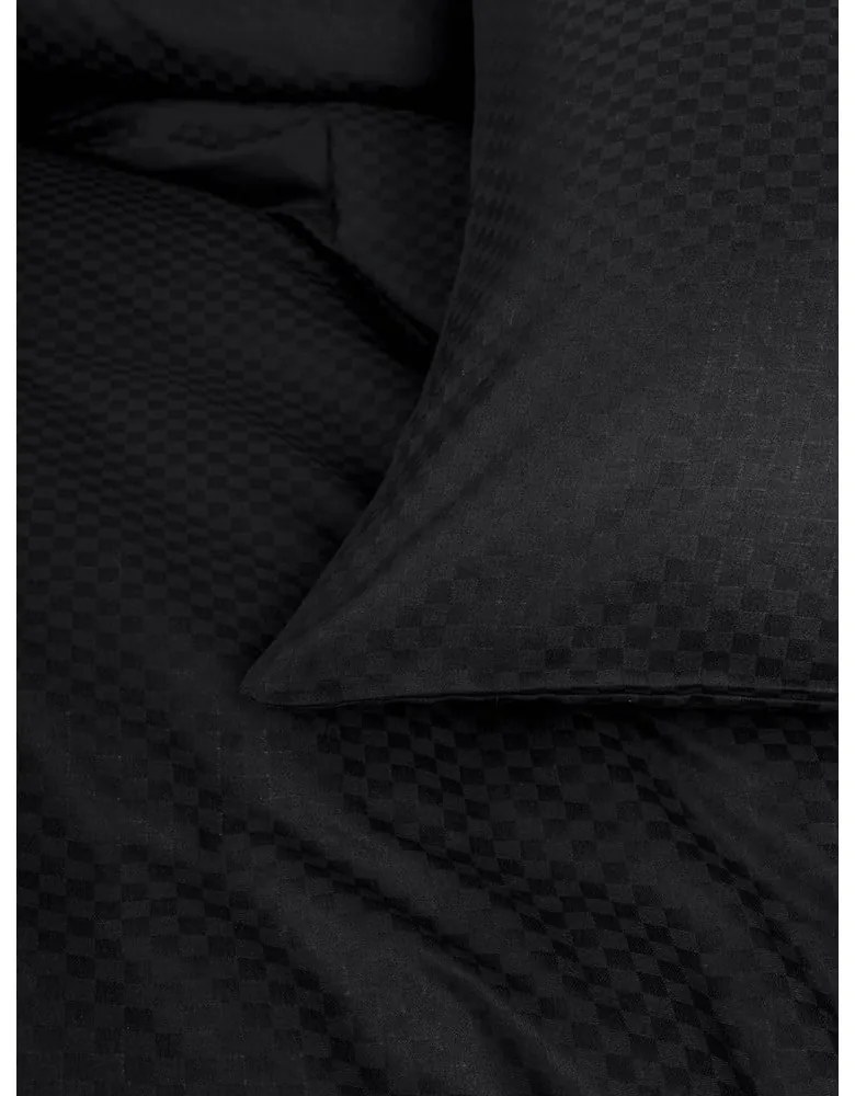 Čierne obliečky na dvojlôžko/predĺžené z bavlny Renforcé 240x220 cm Checkered – Mila Home Luxury