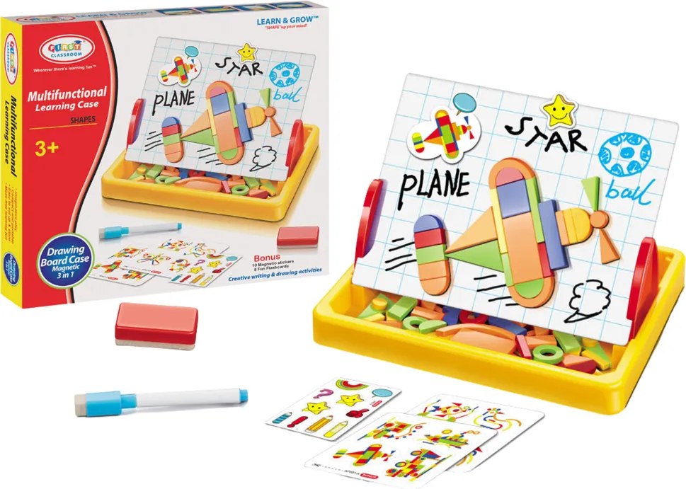 LEAN Toys Magnetická tabuľa na kreslenie s geometrickými útvarmi a magnetmi