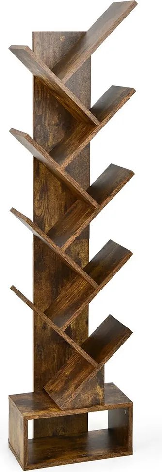 10-podlažná knižnica v hnedej farbe