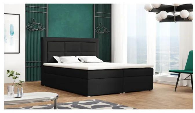 Boxspringová manželská posteľ s úložným priestorom 140x200 PALIGEN 1 - čierna + topper ZDARMA