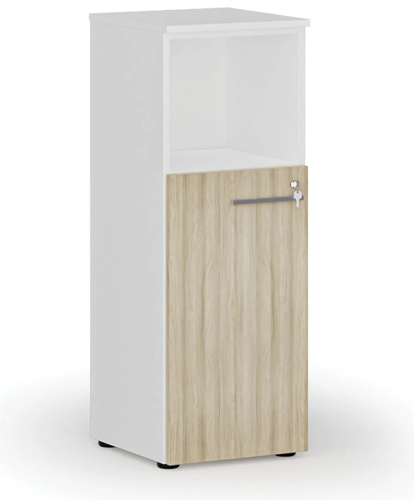 Kombinovaná kancelárska skriňa PRIMO WHITE, 400 x 420 x 1087 mm, biela/dub prírodná