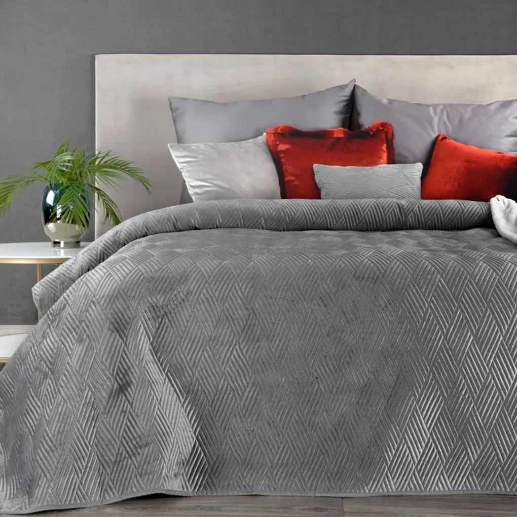 DomTextilu Jednofarebný lesklý sivý prehoz na posteľ Šírka: 220 cm | Dĺžka: 240 cm 33304-164112