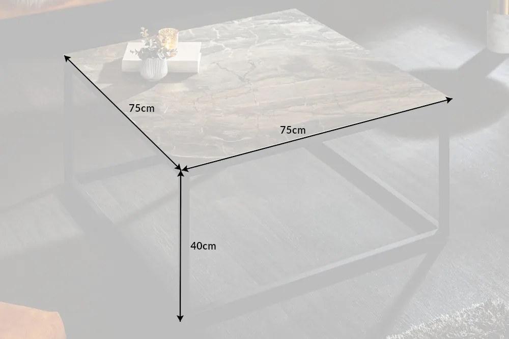 Konferenčný stolík Symbiosis 75cm mramorový vzhľad keramika