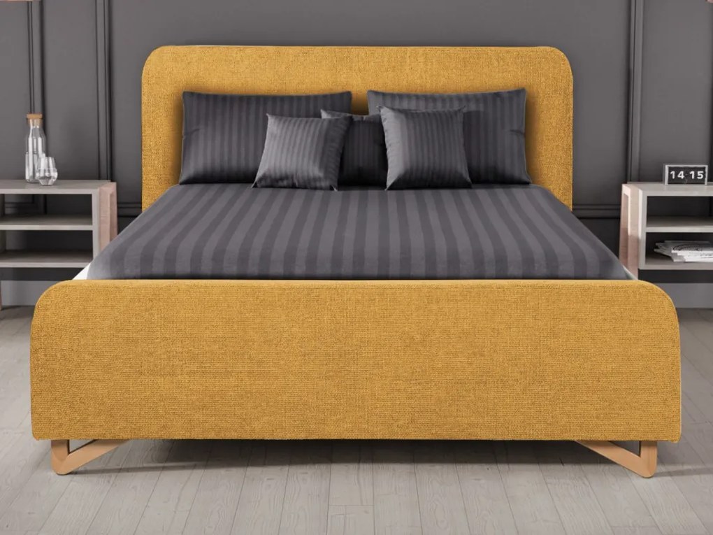 Posteľ Flamingo 180x200 cm, žltá štruktúrovaná tkanina