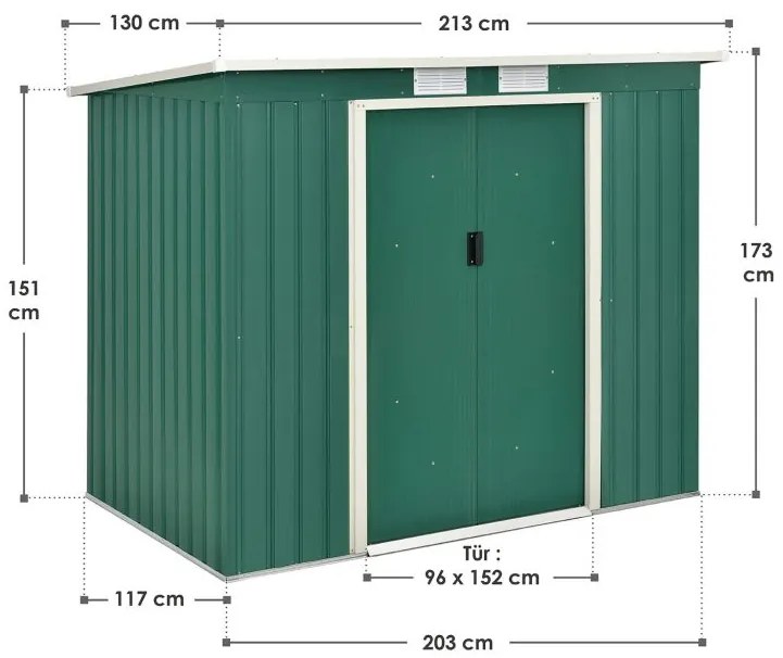 Záhradný domček na náradie, 267 x 181 cm, tmavozelený