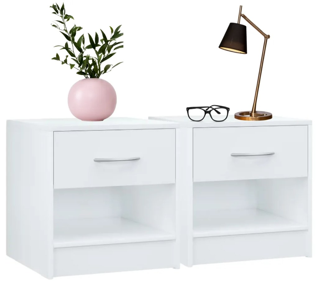 Casaria Set nočných stolíkov BIANCA, 2 ks, 41x39x28cm, biela